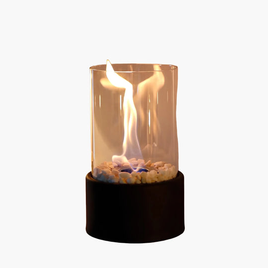 Glass Oil Lamp - Decorative Fireplace - Clear Cylinder
