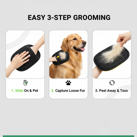 Grooming Gloves - Double-Sided Design - Pet Hair Remover