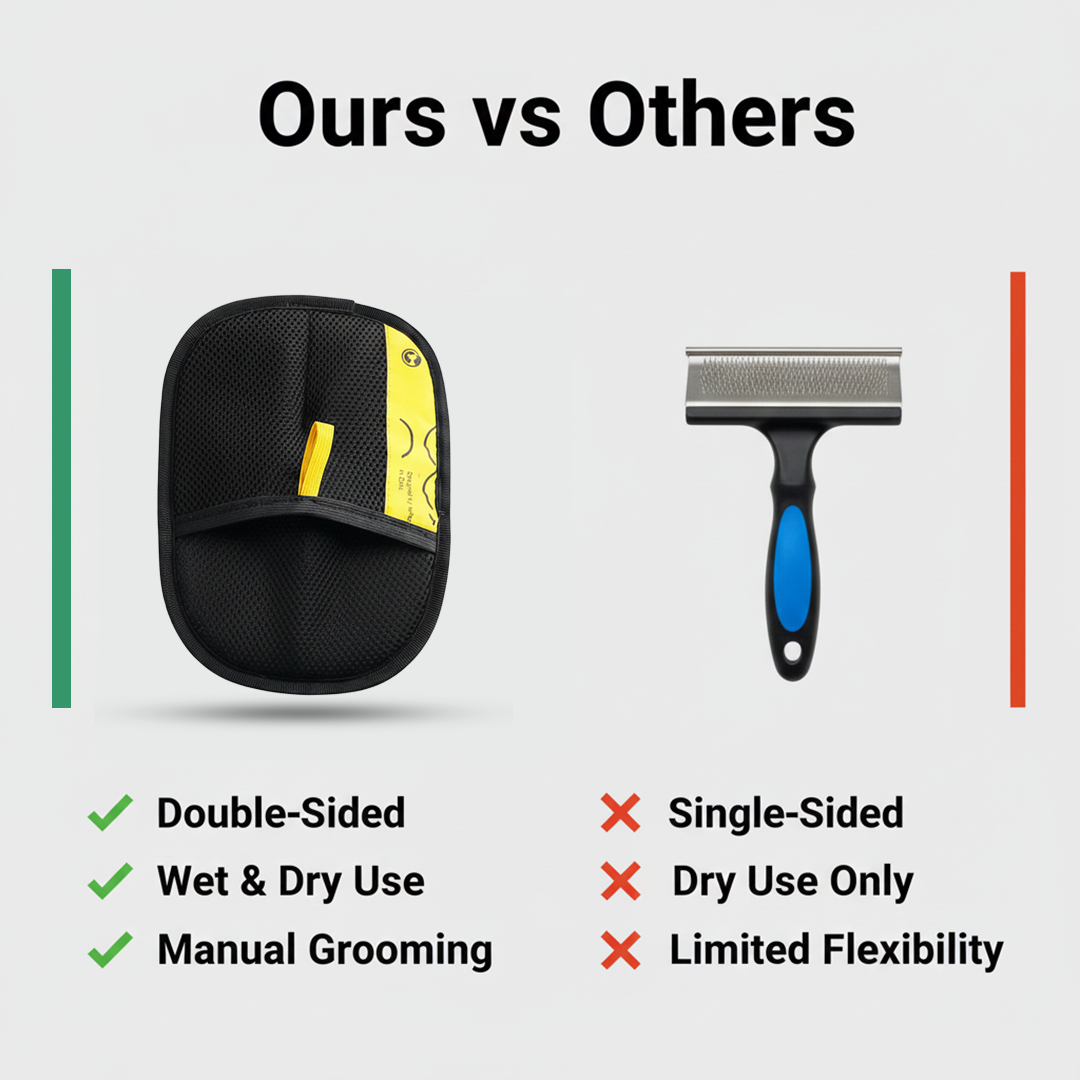 Grooming Gloves - Double-Sided Design - Pet Hair Remover