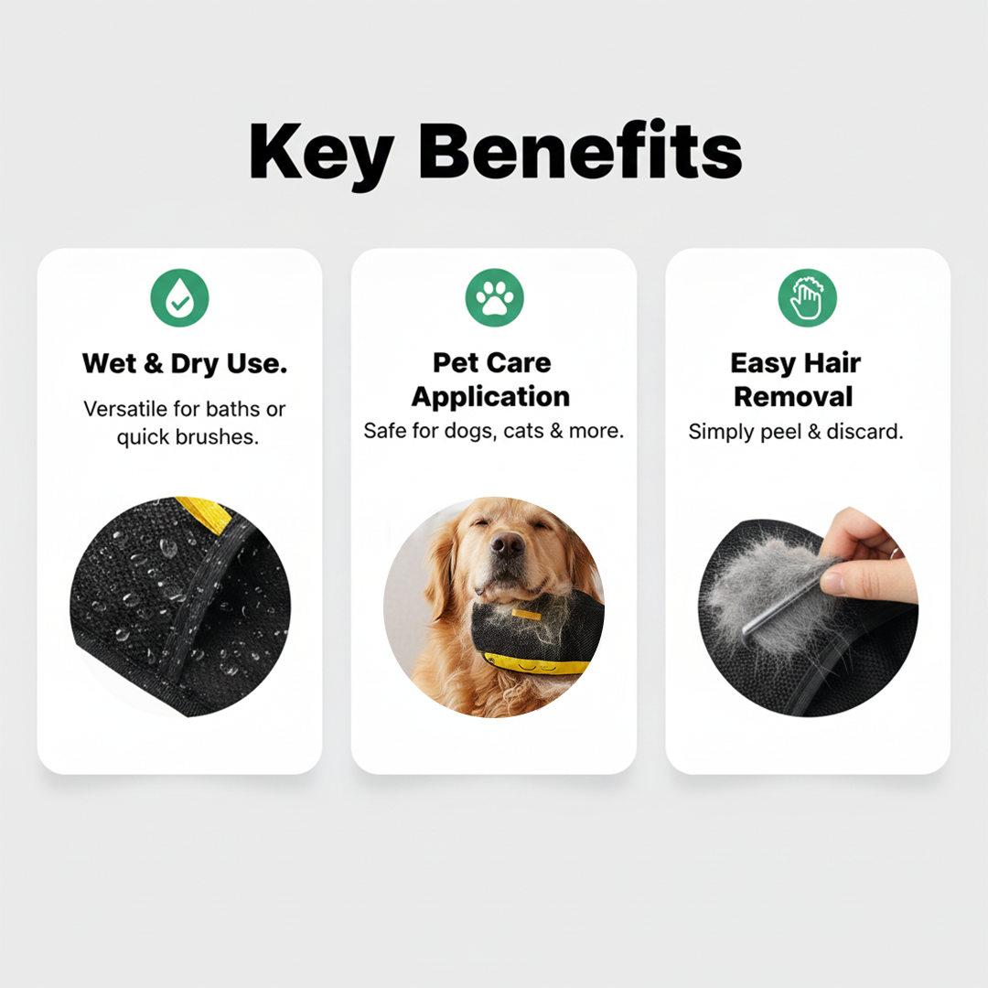 Grooming Gloves - Double-Sided Design - Pet Hair Remover