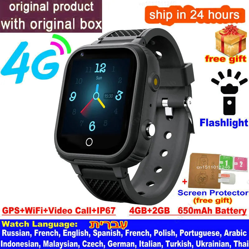 LT21 4G Kids Smartwatch with GPS, WiFi, Video Call, SOS, IP67 Waterproof - Kids Safety Tracker and Location Monitoring Mobile Phone Watch