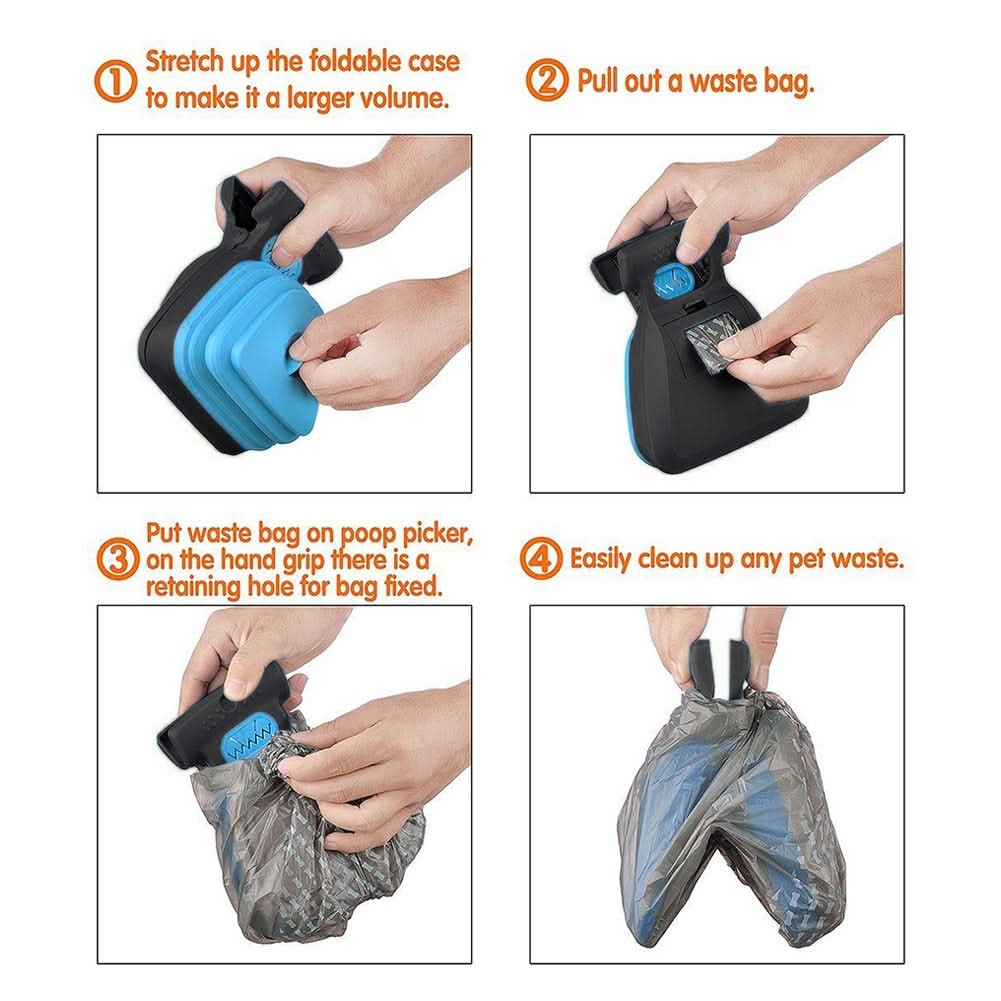 Portable Dog Poop Scooper with Clip & Adjustable Grabber