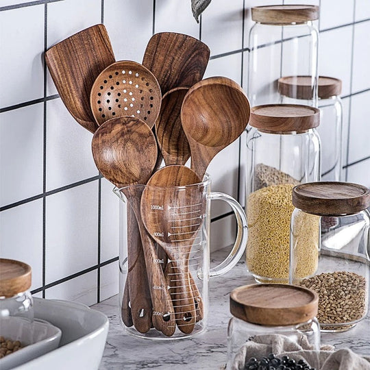 7-Piece Kitchen Tool Set – Premium Teak Kitchen Tools for Style & Functionality