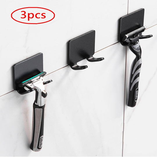 Punch-Free Razor Holder Storage Hook (1/2/3 Pieces) - Wall Mounted Men's Razor Shelf for the Bathroom