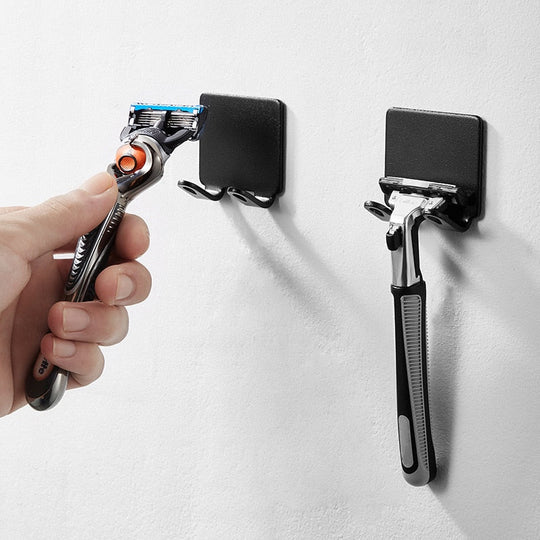 Punch-Free Razor Holder Storage Hook (1/2/3 Pieces) - Wall Mounted Men's Razor Shelf for the Bathroom