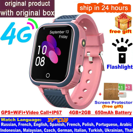 LT21 4G Kids Smartwatch with GPS, WiFi, Video Call, SOS, IP67 Waterproof - Kids Safety Tracker and Location Monitoring Mobile Phone Watch