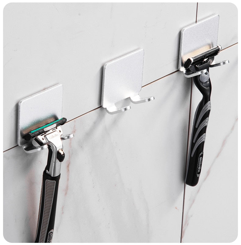 Punch-Free Razor Holder Storage Hook (1/2/3 Pieces) - Wall Mounted Men's Razor Shelf for the Bathroom