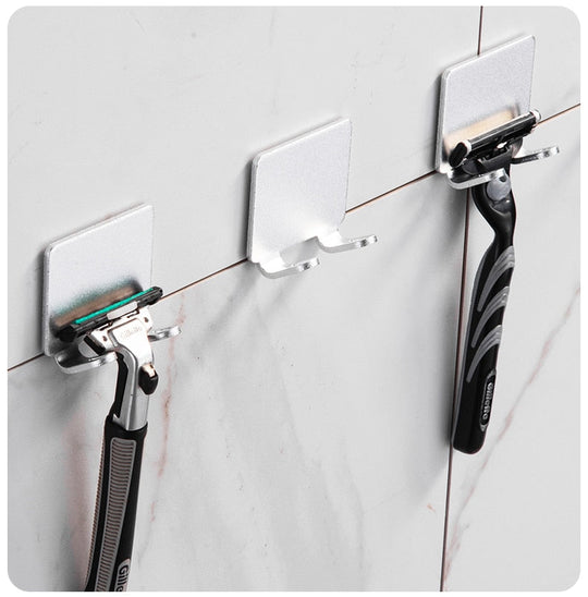 Punch-Free Razor Holder Storage Hook (1/2/3 Pieces) - Wall Mounted Men's Razor Shelf for the Bathroom