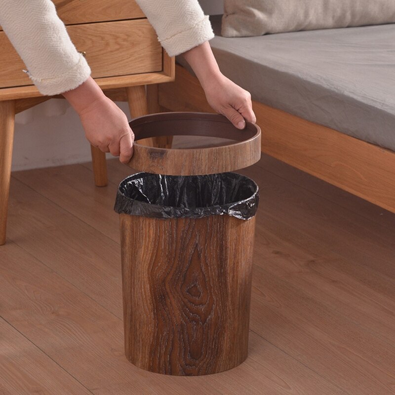 Elegant Retro Wood Grain Bin