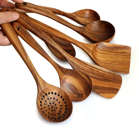 7-Piece Kitchen Tool Set – Premium Teak Kitchen Tools for Style & Functionality