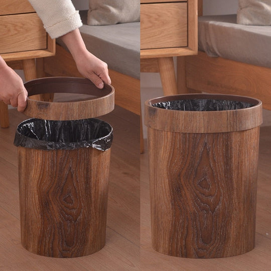 Elegant Retro Wood Grain Bin