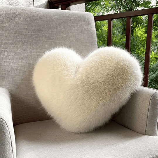 Heart-Shaped Faux Fur Pillow for Cozy and Contemporary Living Spaces