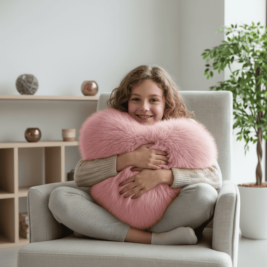 Heart-Shaped Faux Fur Pillow for Cozy and Contemporary Living Spaces
