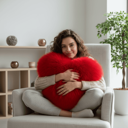 Heart-Shaped Faux Fur Pillow for Cozy and Contemporary Living Spaces