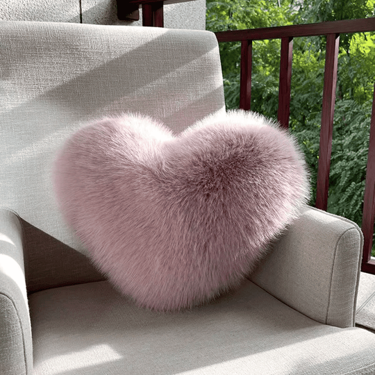 Heart-Shaped Faux Fur Pillow for Cozy and Contemporary Living Spaces
