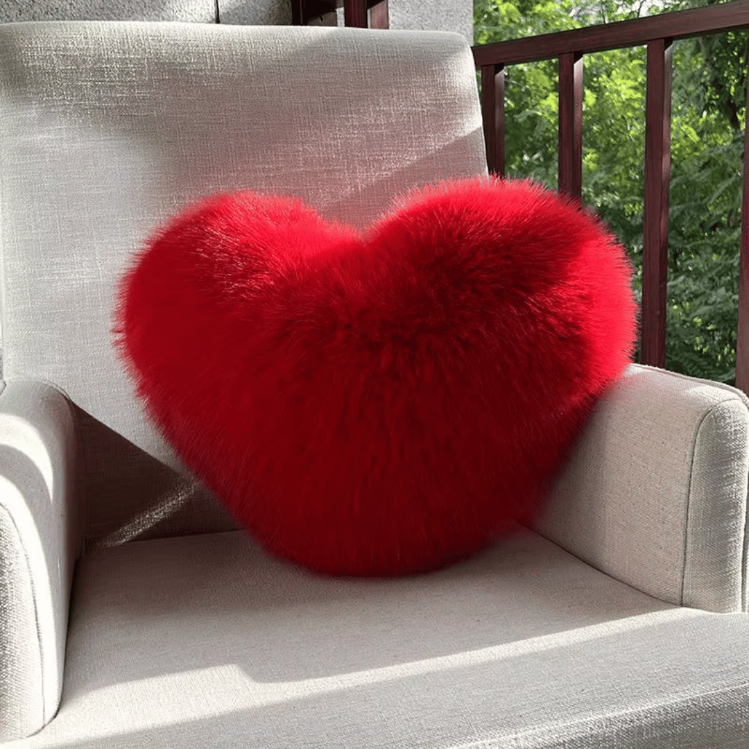 Heart-Shaped Faux Fur Pillow for Cozy and Contemporary Living Spaces