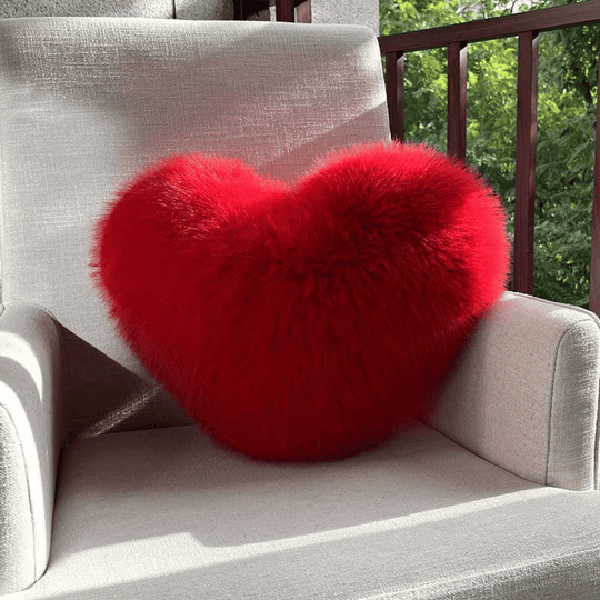 Heart-Shaped Faux Fur Pillow for Cozy and Contemporary Living Spaces