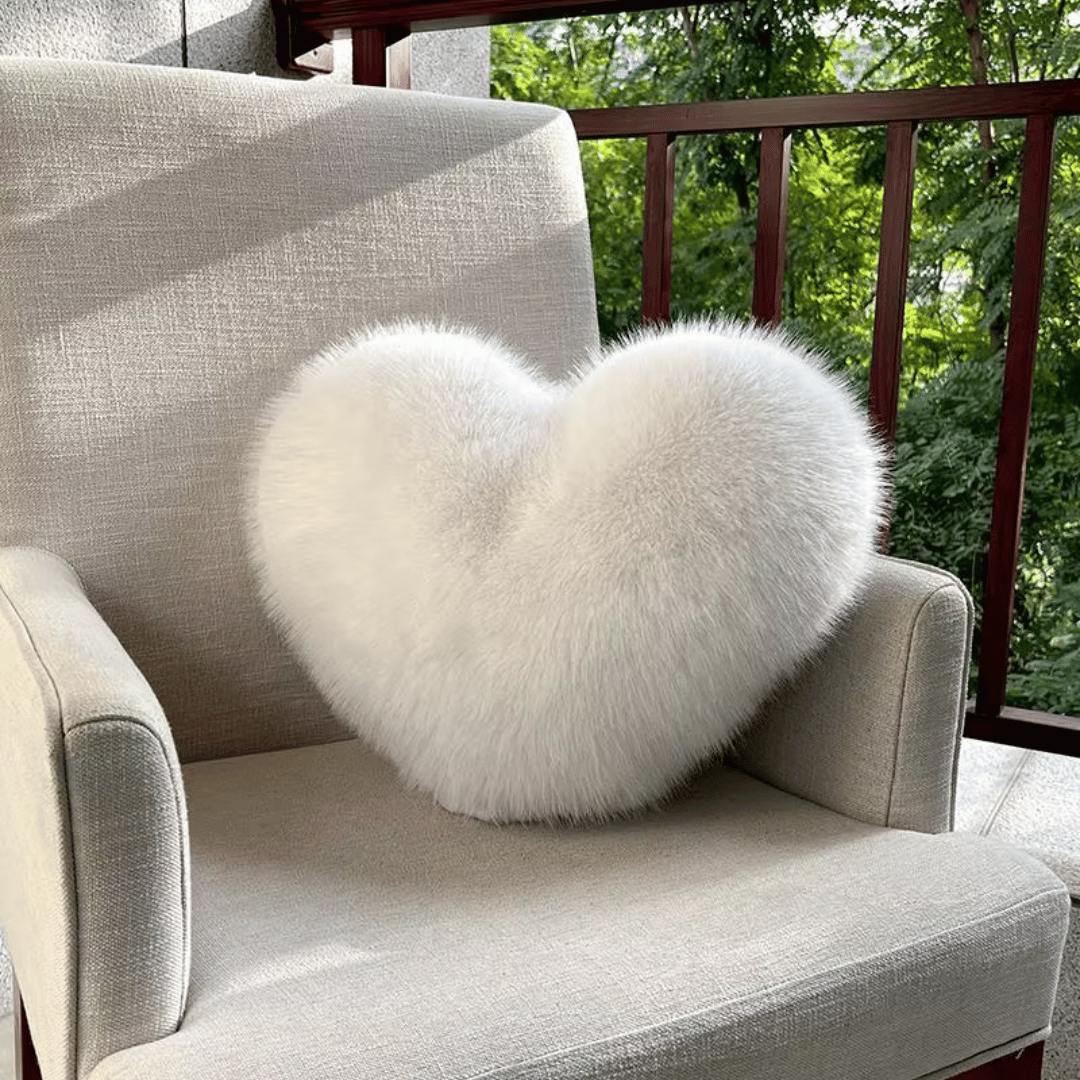 Heart-Shaped Faux Fur Pillow for Cozy and Contemporary Living Spaces
