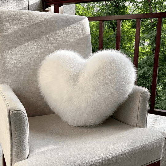 Heart-Shaped Faux Fur Pillow for Cozy and Contemporary Living Spaces
