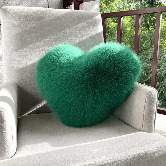 Heart-Shaped Faux Fur Pillow for Cozy and Contemporary Living Spaces