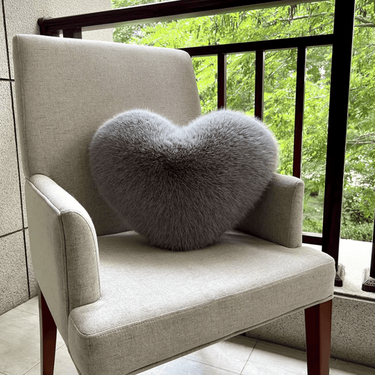 Heart-Shaped Faux Fur Pillow for Cozy and Contemporary Living Spaces
