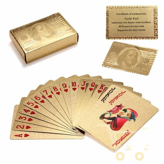 24K Gold Plated Playing Card with Wooden Style Box
