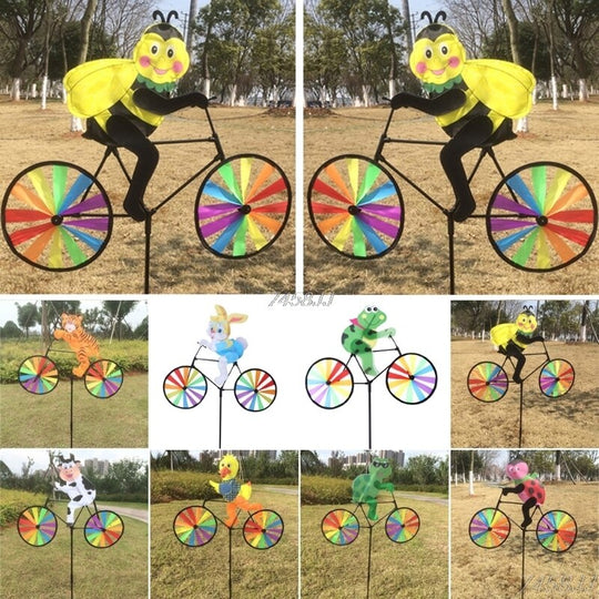 Animal Bicycle Wind Spinner: Outdoor Decoration