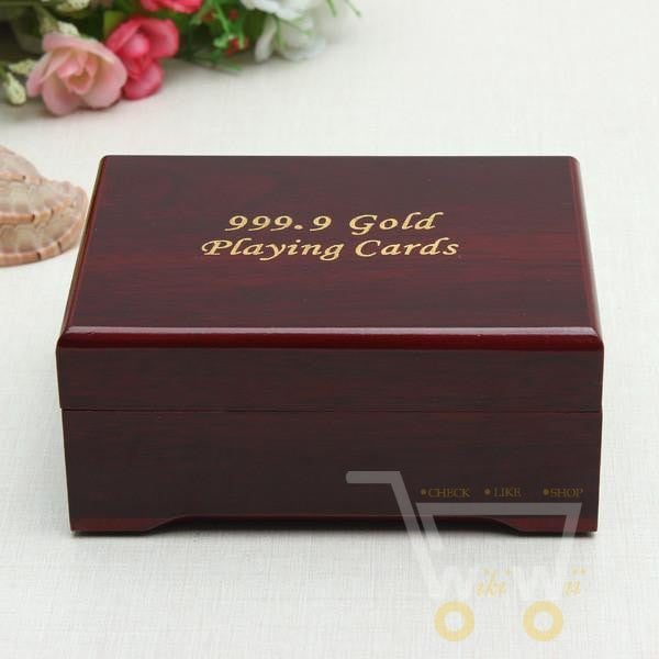 24K Gold Plated Playing Card with Wooden Style Box
