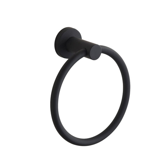 Towel Ring in Chrome Finish, Round Simple Design, Black, 304 Stainless Steel, Rustproof European Bathroom Accessories