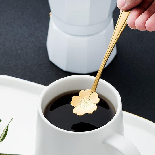8-Piece Stainless Steel Teaspoon Set with Flower Design