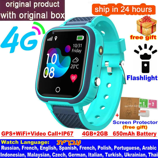 LT21 4G Kids Smartwatch with GPS, WiFi, Video Call, SOS, IP67 Waterproof - Kids Safety Tracker and Location Monitoring Mobile Phone Watch