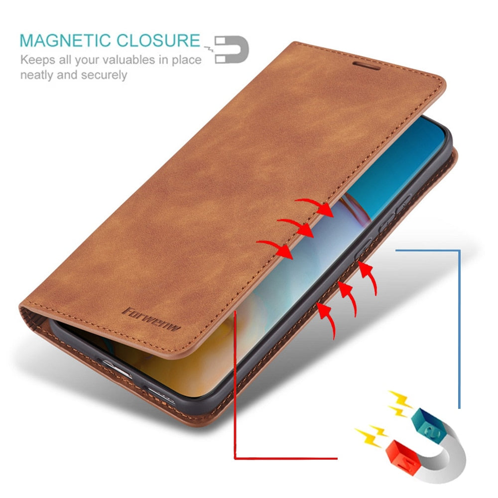 Magnetic Leather Bag for Stylish Protection
