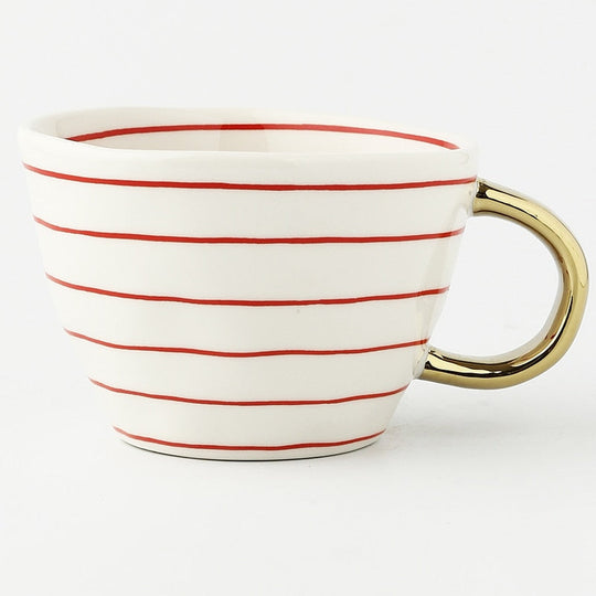 Abstract Geometric Pattern Cup with Gold Handle