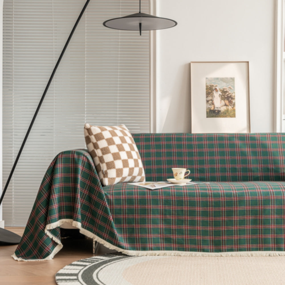 Cottage Plaid Sofa Cover