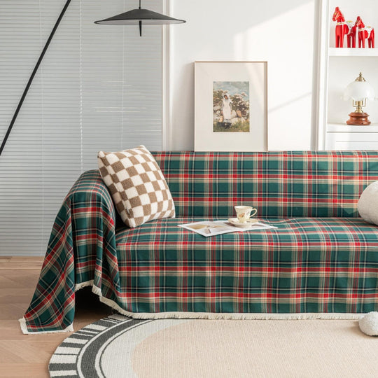 Cottage Plaid Sofa Cover