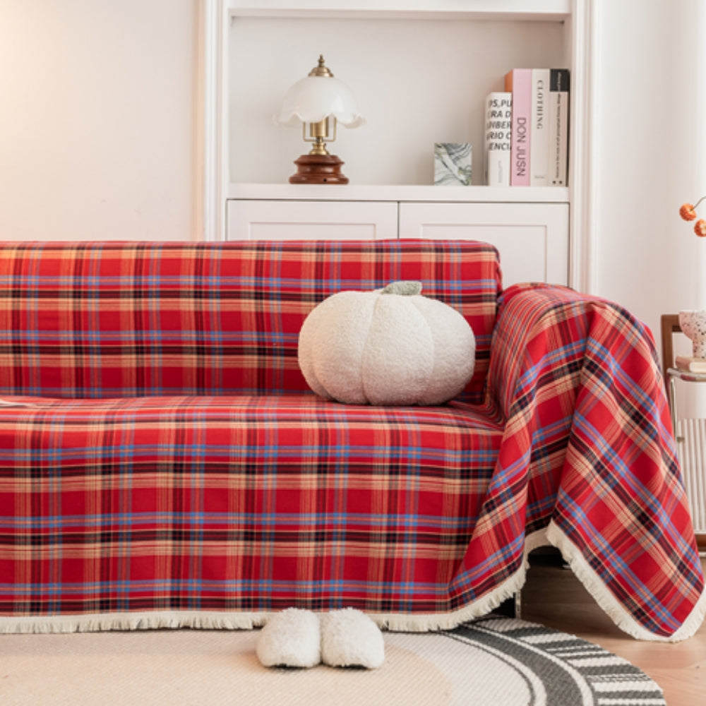 Cottage Plaid Sofa Cover