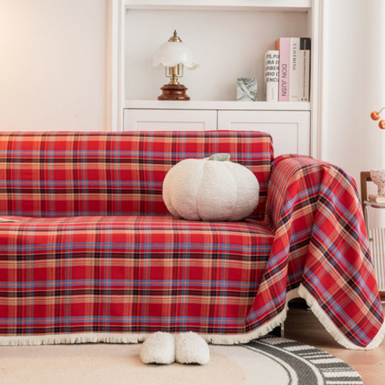 Cottage Plaid Sofa Cover