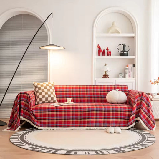 Cottage Plaid Sofa Cover