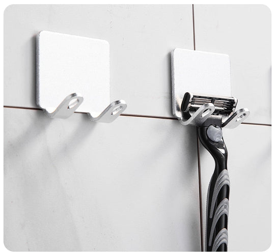 Punch-Free Razor Holder Storage Hook (1/2/3 Pieces) - Wall Mounted Men's Razor Shelf for the Bathroom