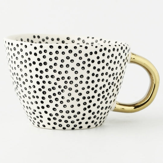 Abstract Geometric Pattern Cup with Gold Handle