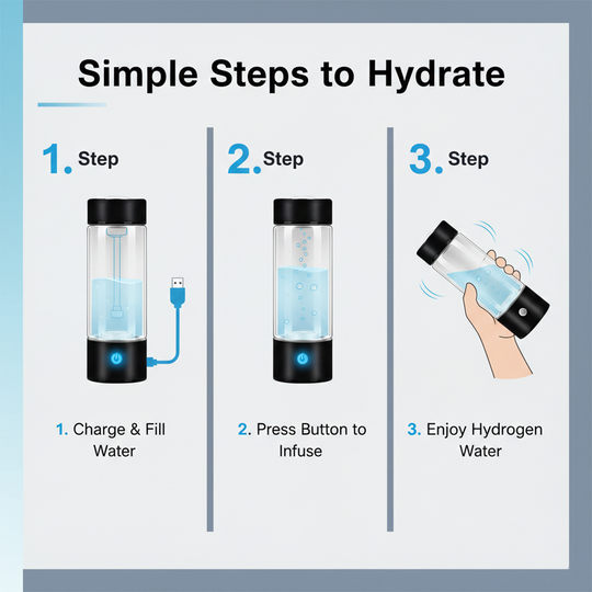 Hydrogen Water Bottle - Rechargeable - Glass Design
