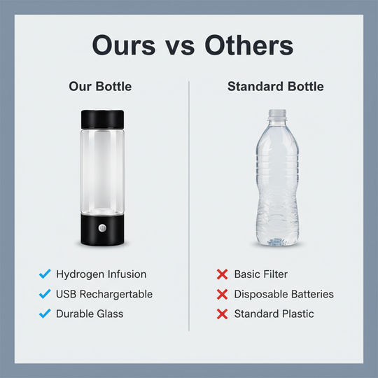 Hydrogen Water Bottle - Rechargeable - Glass Design