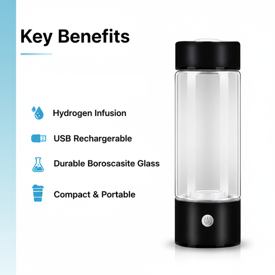 Hydrogen Water Bottle - Rechargeable - Glass Design