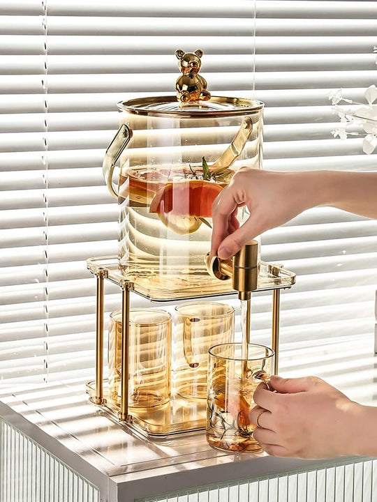 Glass Juice Dispenser with 4 Cups
