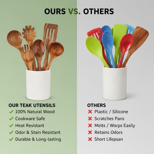 Kitchen Utensil Set - Teak Wood - Cooking Tools