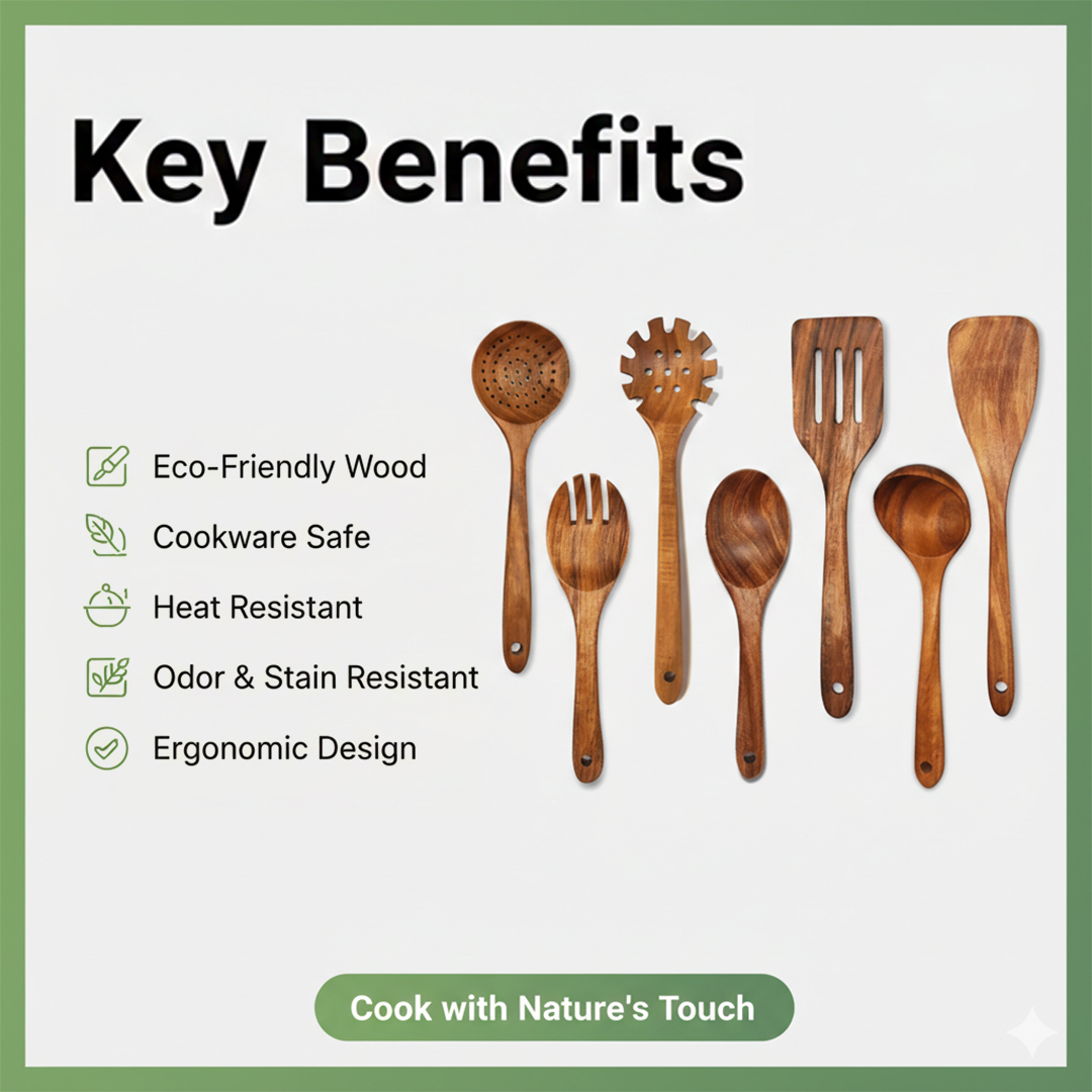 Kitchen Utensil Set - Teak Wood - Cooking Tools