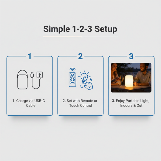 LED Table Lamp - Cordless Design - Indoor Outdoor Use