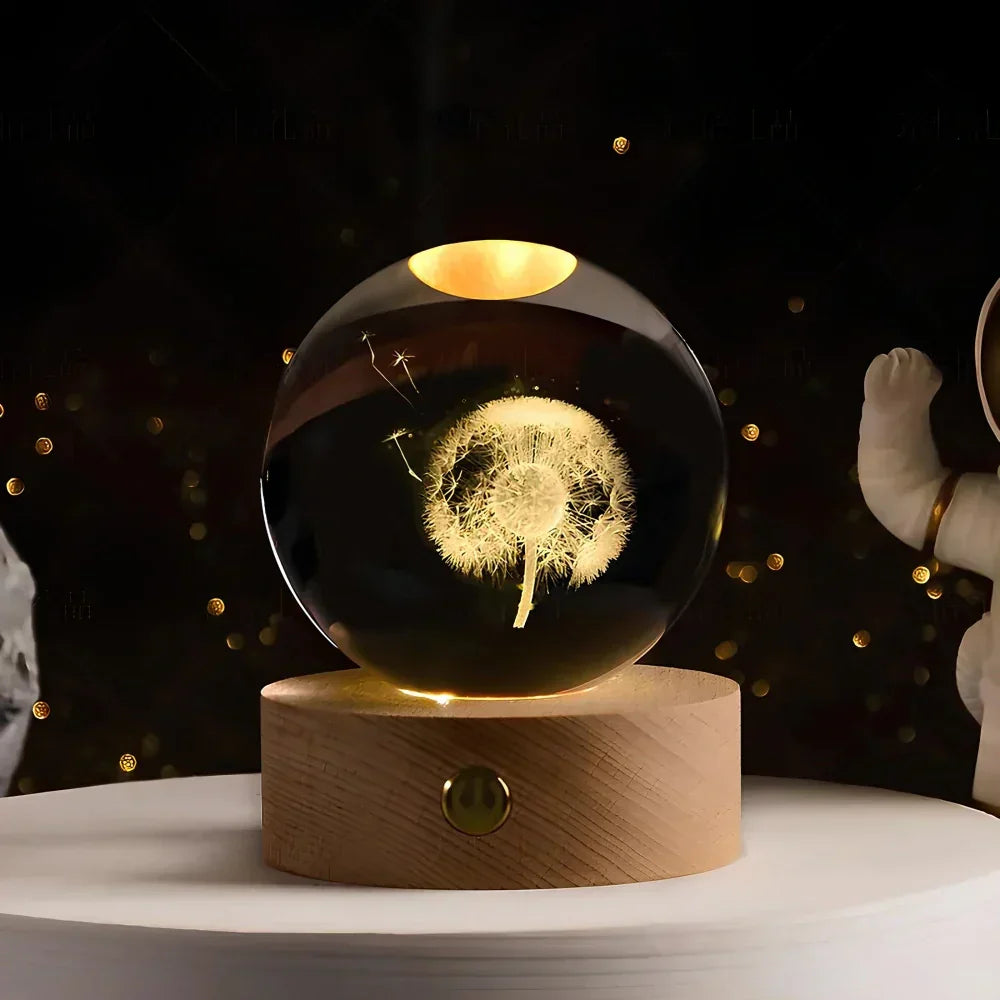 LED Night Light - 3D Crystal Sphere - USB Powered