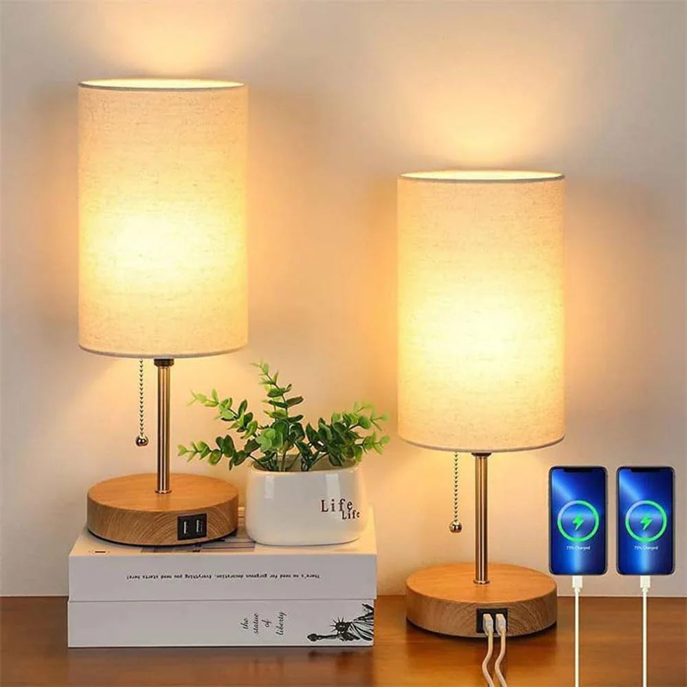 Lamp - USB Ports - Modern Black Set