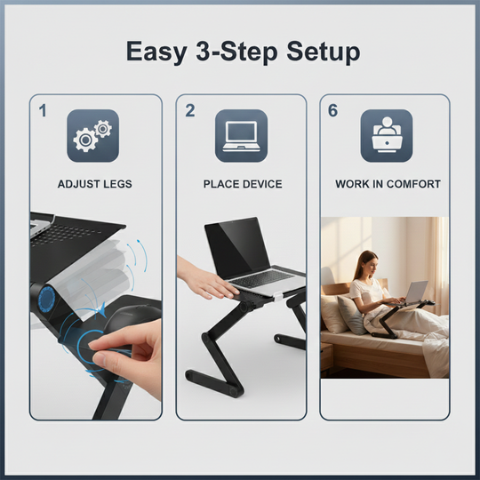 Laptop Stand - Adjustable Design - Folding Desktop